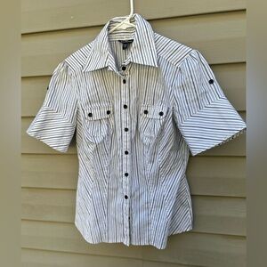 Vintage BEBE Y2K size M button up blouse Officecore boardroom Gilmore vibes